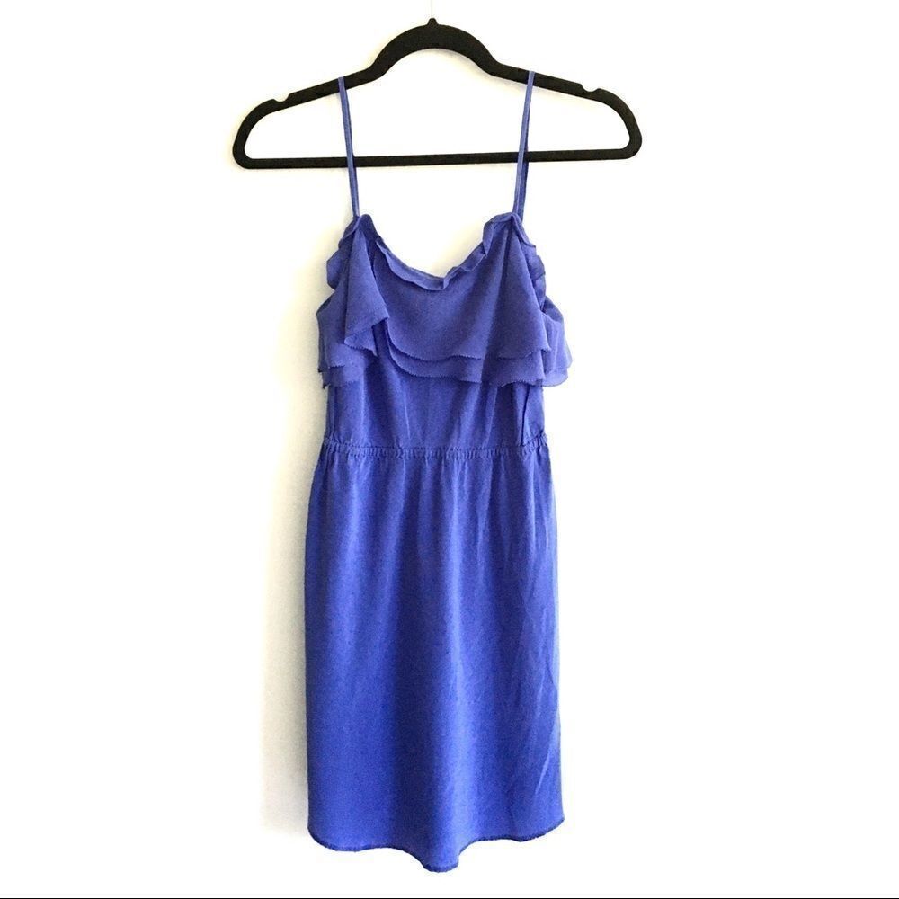 ARITZIA Wilfred Sleeveless Silk Mini Ruffle Dress Blue XS